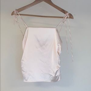 Satin Pink Shein Silky Tie Tank Top